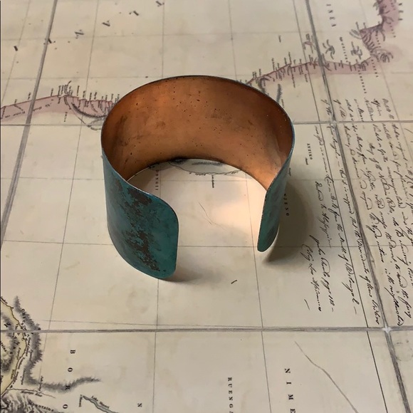 Handmade Upcycled Patina Copper Cuff Bracelet - Picture 2 of 3